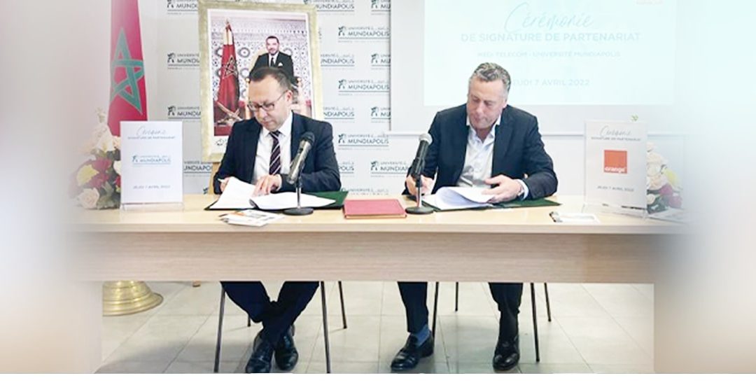 L’UNIVERSITÉ MUNDIAPOLIS SIGNE UNE CONVENTION DE PARTENARIAT AVEC ORANGE MAROC AFIN DE SOUTENIR L’ENTREPRENEURIAT.